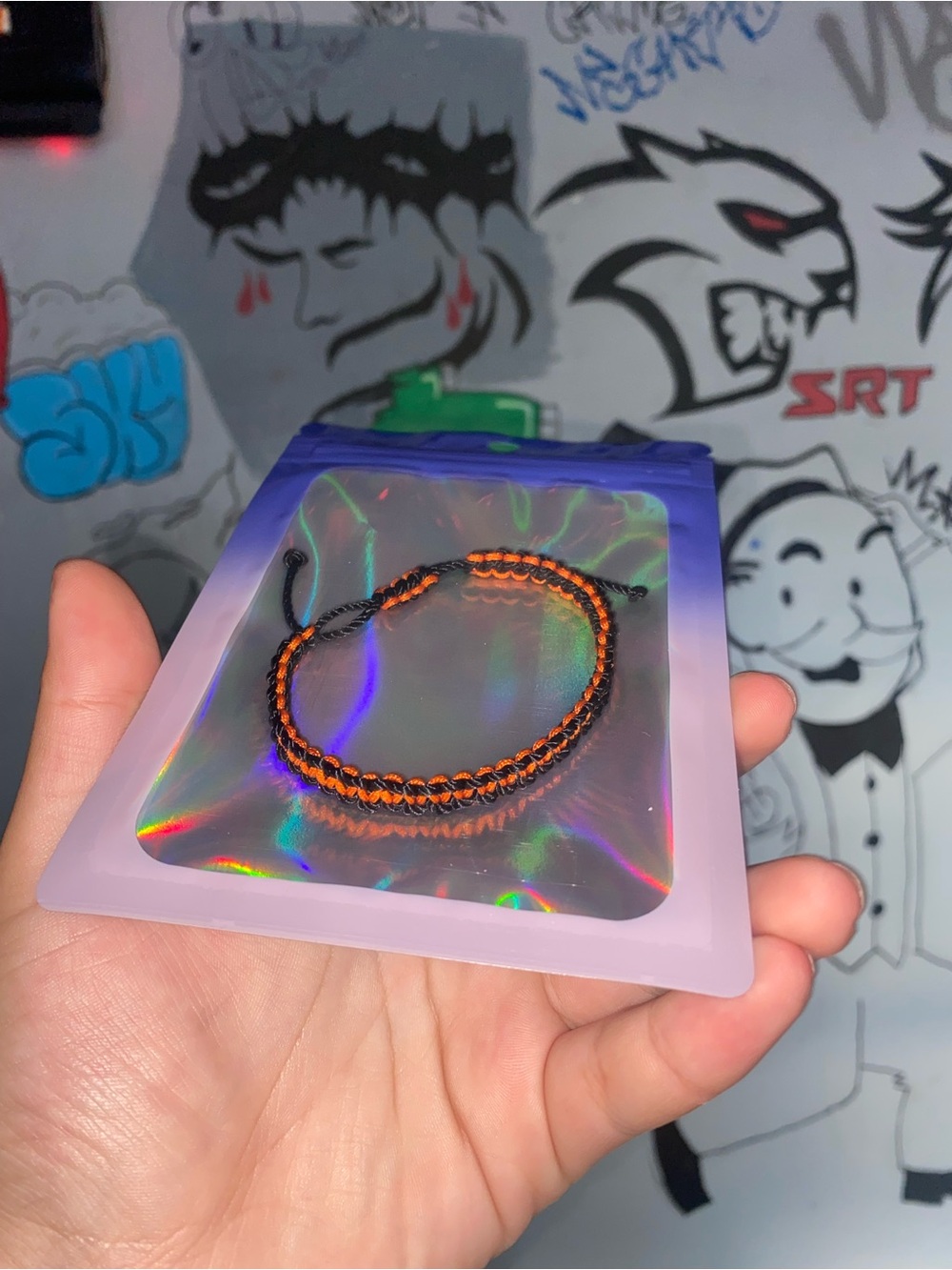 (Make the offer to 5$) Handwoven Black & Orange Bracelet - Home Design Accessory